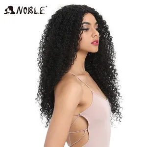 Noble 28 Inch kinky curl Lace Front Synthetic Wigs Heat Resistant Highlights Long Wavy Cosplay Natural Synthetic Hair Wigs