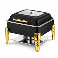 Plat de service de luxe en acier inoxydable avec chauffe-plats isolé visible – Équipement de restauration pour buffet, hôtel, mariage