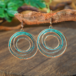 Bohemian <b>Drop</b> Earrings Turquoise Stone Alloy Women's Party Jewelry Tassel Design Antique <b>Bronze</b> Plated - Product Image 3