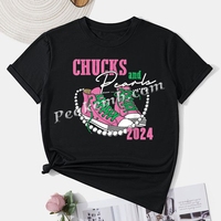 Ben Chucks ve inciler demir-on düzeltme yıkanabilir DTF vinil baskı ile onun özel T-shirt ile