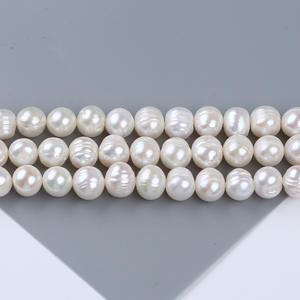 Perles d'eau douce Zhuji 9-10 mm, perles blanches, perles à poinçonner pour collier et bracelet DIY, vente en gros de perles d'eau douce en vrac - Product Image 5