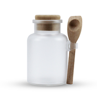 Frosted Plastic Body Scrub Bath Salt Container Cosmetic Skin Care Bath Salts Packaging Jars With Cork and Spoons