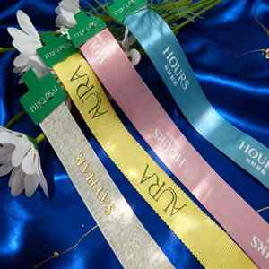 Cintas de Alta Gama Personalizadas de 25 mm, Doradas y Plateadas, con Logotipo, Diseño de Marca, <span class=keywords><strong>Cinta</strong></span> Negra de Alta Gama para Flores, <span class=keywords><strong>Cinta</strong></span> <span class=keywords><strong>Ancha</strong></span> Impresa - Product Image 5