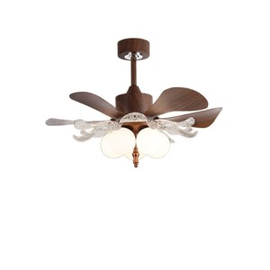 <span class=keywords><strong>Ventilateur</strong></span> de plafond rétro français avec lumière, <span class=keywords><strong>lustre</strong></span> floral en forme de haricot magique, luminaire suspendu vintage romantique pour salle à manger - Product Image 1