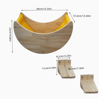 Hamac pour chat en bois et ensemble de perchoirs pour chat, 1 hamac mural en forme de lune, 2 perchoirs pour chat, kit de jeu multi-niveaux pour chat, adapté aux chats