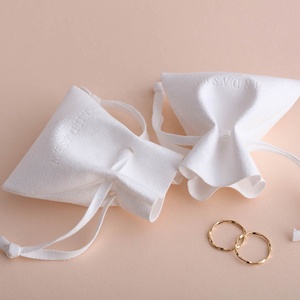 PandaSew Custom logo <b>White</b> <b>Small</b> Packaging <b>Bag</b> Jewelry Pouches Microfiber Travel Pouch - Product Image 3