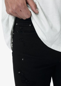 OEM Fábrica de pantalones <span class=keywords><strong>vaqueros</strong></span> personalizados Hombres Stretch Ripped Hombres Denim Ripped Roto Negro Jeans Hombres - Product Image 3