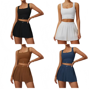 Nuevo Conjunto de Falda Plisada y Chaleco Deportivo de Yoga y Golf para <span class=keywords><strong>Mujer</strong></span>, con Logotipo Personalizado, Ligero, Sin Costuras, Antiexposición, para <span class=keywords><strong>Verano</strong></span> - Product Image 2