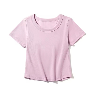 220Gsm Wholesale Bulk Black Womens Gray Cropped <b>Tshirt</b> for Women Femme Custom Logohirt - Product Image 3