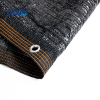 Toile d'ombrage noire en tricot plat avec bordure en sangle et œillets - Prête à l'emploi, haute résistance au vent
