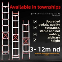 Échelle télescopique en alliage d'aluminium épaissie, pour usage industriel et domestique, pliante, à levage unilatéral, 6m, 150kg, manuelle
