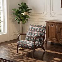 Fauteuil de salon moderne rétro de style mid-century, éco-responsable, avec base en bois massif, tissu luxueux, ergonomique, pour la maison, le bureau, la salle à manger, la chambre à coucher