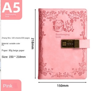 ไดอารี่ล็อคทนทานต่อการสึกหรอสำหรับการซื้อขายสมุดแพลนเนอร์ B5หนังปกแข็งความร้อนและการตัดเย็บ200แผ่นสำหรับใช้ในโรงเรียน - Product Image 4