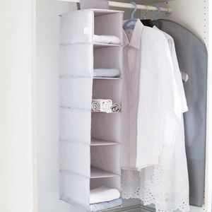 Pink Foldable Hanging Closet Organizer 33x15x85cm Five-Layer Non-Woven Fabric Storage Rack for Clothes and Sundries - Product Image 2