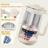 Machine à lait de soja numérique multifonctionnelle, automatique et autonettoyante, pour lait de noix, soupes et jus, mixeur domestique pour le petit-déjeuner