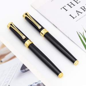 Lussuosa penna oro nero lucido azienda regalo penna a rullo con diamante sulla Clip personalizzabile colore logo metallo penna stilografica - Product Image 3