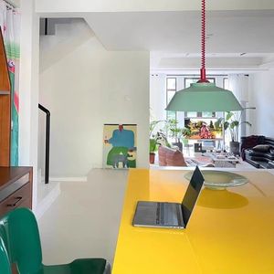 Meja Komputer persegi panjang minimalis Modern, tempat kerja ruang kecil warna-warni untuk rumah kantor desain meja makan trendi - Product Image 4