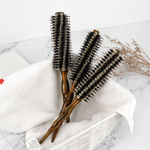 Salon de coiffure professionnel manche en bois peigne rond bouclé <span class=keywords><strong>crinière</strong></span> de sanglier peigne à boucles gonflées maison femme peigne à rouleau droit - Product Image 3