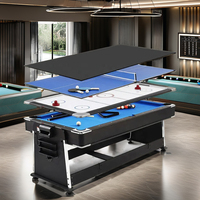Table de sport 4-en-1 NB FAVOUR 7FT, table de billard, hockey sur air, tennis de table, plateau de table à manger en MDF avec coussin