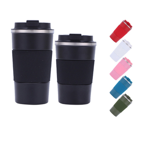 Vacuum Insulated Coffee Tumbler Food Grade 304 Stainless Steel <b>With</b> Textured Silicone Heat Proof Sleeve <b>Lid</b> Portable <b>Cup</b> - Product Image 6