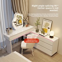 Nouvelle coiffeuse de chambre en bois avec tiroirs intégrés, armoire de rangement ultra-étroite style crème