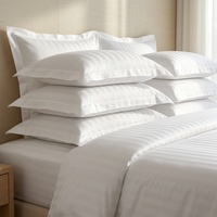 Tissu Jacquard Dobby 100% Coton, Largeur 280 cm, 300TC, Rayures Satinées de 1 cm pour Draps d'Hôtel, Housse de Couette