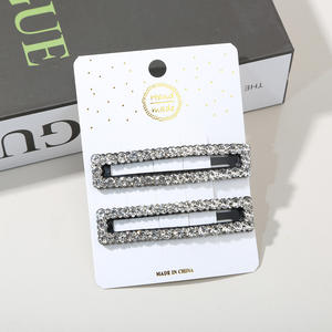 Ensemble de pinces à cheveux longues carrées pour femmes, super brillantes, <span class=keywords><strong>avec</strong></span> strass, luxe léger, clip pour <span class=keywords><strong>frange</strong></span> haut de gamme, clip latéral, entièrement en diamant, fait main - Product Image 6