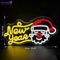 Enseigne néon LED Père Noël, Décoration murale de Noël, Thème Bonne Année, Enseigne néon LED personnalisée à intensité variable pour la décoration des fêtes
