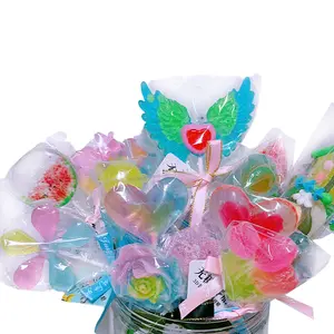 handmade sugar free crystal lollipop with natural pigment vitamin 4D art candy handmade lollipop