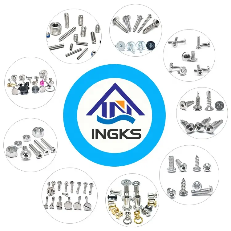 Wuxi Ingks hizo sujetadores en pulgadas métricas tamaños diferentes materiales Hardwares insertos arandelas remaches tuercas tornillos pernos para la industria