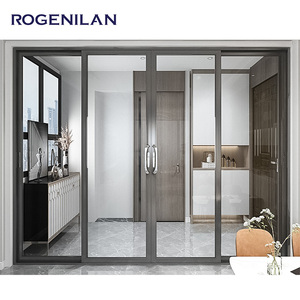 ROGENILAN-Ventanas de aluminio de alta calidad, eficiencia energética, doble vidrio templado, puertas corredizas de Tres rieles para patio - Product Image 6