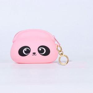 New <b>Cute</b> Silicone Makeup Bag Cartoon <b>Bear</b> with Keychain Soft Cotton Wallet Wholesale - Product Image 2