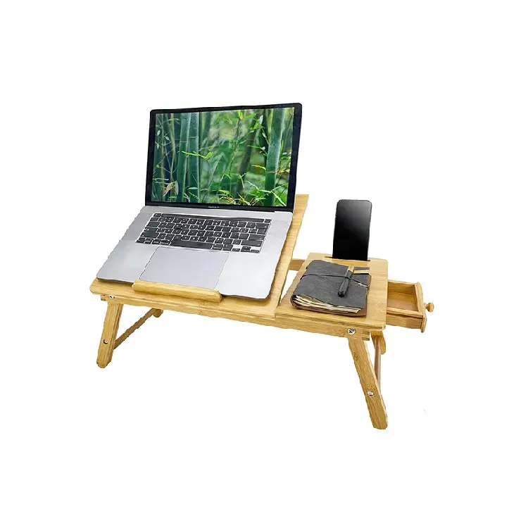 뜨거운 판매 제품 대나무 홈 오피스 컴퓨터 책상 침대 조절 접이식 휴대용 노트북 책상