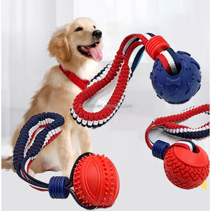 Jouet à mâcher interactif pour chien de taille moyenne à grande Corde à nœud en coton agressif avec motif en os Jouet à dents en caoutchouc TPR pour animaux de compagnie - Product Image 1