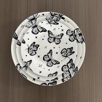 Service de table en céramique moderne imprimé, 18 pièces, assiettes à soupe en porcelaine, personnalisation du logo et de l'emballage acceptée