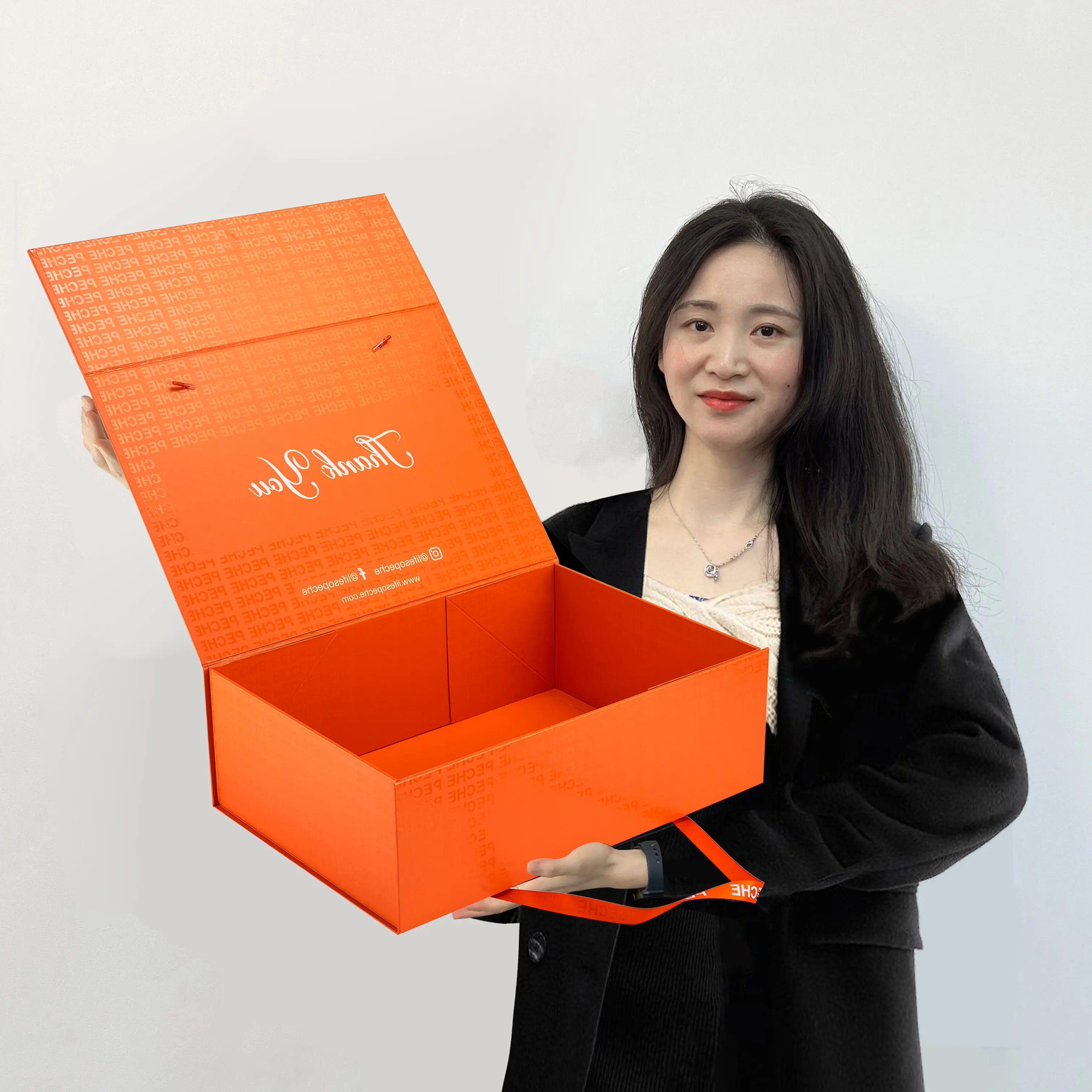 Черная Подарочная коробка премиум класса с логотипом на заказ, Роскошная большая упаковка, картонная бумажная коробка для наращивания волос, магнитная упаковочная коробка