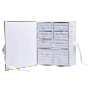 Custom Gold Hot Stamping logo Cardboard Advent Calendar Drawer Style <strong>Baby</strong> Trinket Packaging <strong>Keepsake</strong> Magnetic <strong>Box</strong> - Product Image 1