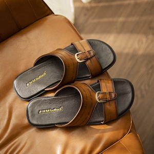 Chaussons minimalistes pour hommes en cuir véritable, cuir de vachette de qualité supérieure, doux pour la peau et respirant, pour l'intérieur et l'extérieur. - Product Image 1