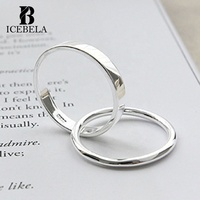 Mode bijoux fins Style coréen minimaliste Vintage bague en argent Sterling imbriqué empilable Double bande anneaux pour les filles