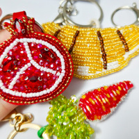 Porte-clés colorés faits main en mini perles de riz blancs, série légumes (carotte, citrouille, maïs), breloques de sac tendance