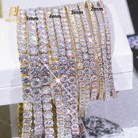 Bracelet Tennis Personnalisé NUOYA en Moissanite VVS 2/3/4/5MM et Argent Sterling 925, Bijoux pour Hommes et Femmes