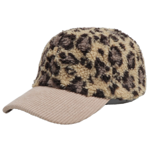 Gorra de Béisbol Personalizada Retro con Pelo de Cordero, Lazo con Letras de Leopardo y Patrón de Frutas, Hebilla de Cobre Dorado, para Hombre y Mujer - Product Image 1