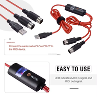 Câble MIDI USB Type-C vers DIN 5 broches avec blindage tressé et gaine en PVC, mâle-mâle, pour clavier musical, ordinateur, microphone, guitare