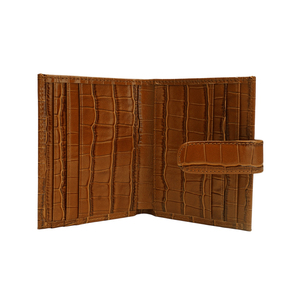 Portafoglio Personalizzato in Vera Pelle di Coccodrillo Marrone, Porta Carte di Credito Sottile da Uomo, Minimalista, Bifold - Product Image 5