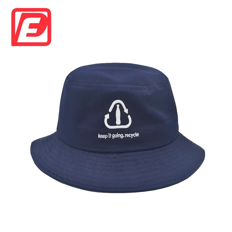 Stickerei Frauen Sommer Wende Eimer Recycelbares Material Hut Plain Dyed Custom Logo Fishman Sun Caps Angel hüte Cap