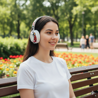 Casque de jeu sans fil OEM, écouteurs stéréo Graffiti avec microphone pour affichage numérique à faible latence 5.3, sport et voyage