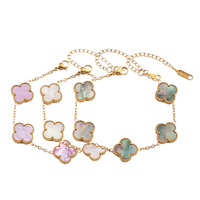 Pulsera de pétalos cuadriláteros degradados de 15 mm, acero inoxidable, chapado dual en oro y plata, unisex, no se decolora, joyería diaria