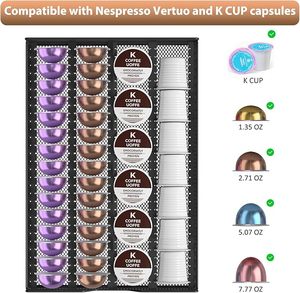 Organizador de Cápsulas de Café Compatible con Nespresso <span class=keywords><strong>Vertuo</strong></span> y K-Cup, Capacidad para 60 Cápsulas Pequeñas o 40 Cápsulas Grandes, Cápsulas Metálicas - Product Image 4