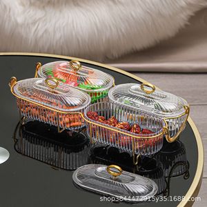Oval Compartmentalized Fruit Platter With Lid And Handle For Living Room <b>Storage</b> <b>Trays</b> 2-3 Sections Food Serving Dish - Product Image 2
