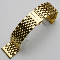Bracelet de montre en acier inoxydable à extrémités courbes 18mm 19mm 20mm 21mm 22mm, bracelet de remplacement avec fermoir papillon, argent et or